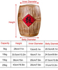 Next Level Ceramic Rice Jar With Secure Silicone Seal Big Kitchen Grain Storage Container For Bulk Coffee Beans Cereal Snack Pantry Bin with measurements.