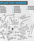 Diagram of Dodge Aluminum Engine Oil Filter Housing And Oil Cooler Kit parts for 3.6L Pentastar V6 from 2011 to 2023 models
