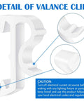 Detail of Top Shelf 12 Pack Of 1 Inch White Plastic Valance Clips For Window Blinds, showing heavy duty design for secure blinds.