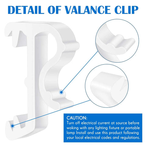 Detail of Top Shelf 12 Pack Of 1 Inch White Plastic Valance Clips For Window Blinds, showing heavy duty design for secure blinds.