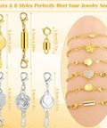 Six Styles Magnetic Necklace Clasps Set With Twenty Pieces Extra Strong Magnets Jewelry Clasp Extenders gold and silver styles