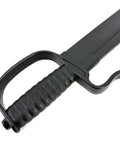 Close-up of the handle and guard of 18 Inch Polypropylene Wing Chun Sword Set Of 2 In Black Durable Practice Swords For Martial Arts Training