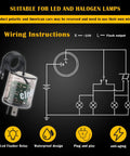2 Pin LED Flasher Relay With Ground Wire For 12V Cars Trucks And SUVs, wiring diagram and features displayed, waterproof design