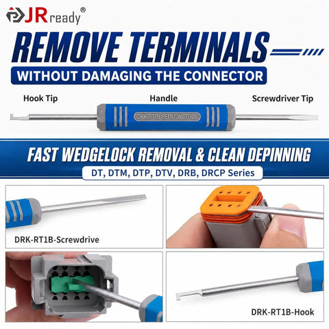 Deutsch DT Connector Kit Bundle With IP68 Waterproof 2 3 4 6 8 12 Pin Plugs 16 AWG tool removing terminals
