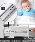 Top Shelf 18 Inch Soft Close Drawer Slides 6 Pair Full Extension Ball Bearing Side Mount Runners with damping buffer for noise reduction.