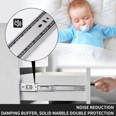 Top Shelf 18 Inch Soft Close Drawer Slides 6 Pair Full Extension Ball Bearing Side Mount Runners with damping buffer for noise reduction.