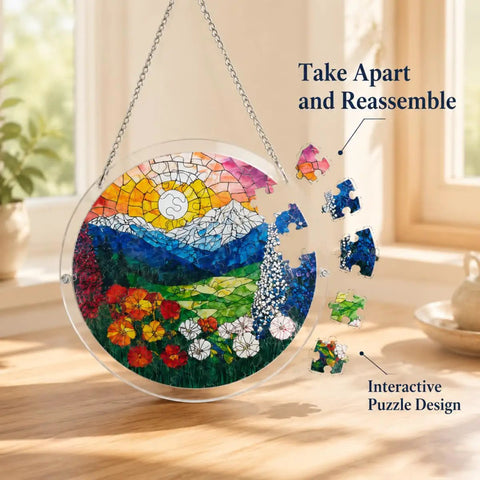 Colorful 83 Piece Little Bird Suncatcher Puzzle Kit For Doors Garden And Window Hanging Dope DIY Suncatcher Kit showing interactive design