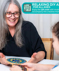 Woman and child creating mosaic art with set of 2 mosaic kits for adults, DIY stained glass craft for beginners, handmade gift for women.