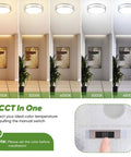 Super Bright 36W LED Ceiling Lights 3600 Lumens Dimmable Flush Mount Fixtures 13 Inch Ceiling Lamps 2 Pack Nickel Finish With 5 CCT Adjustable 2700K To 6500K Ideal For Bedroom Kitchen showing different color temperatures