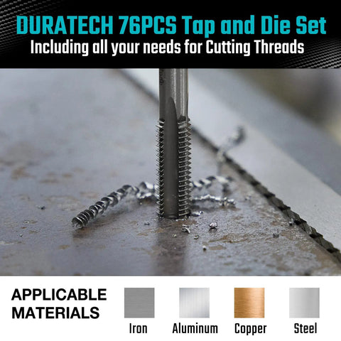 76 Piece Tap And Die Set For Metric And Standard Threads Rethreading Kit for Cutting External and Internal Threads on metal