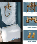 Antique Brass Shower Faucet Kit With Hand Spray And Tub Spout, 8 Inch Rain Shower Head, Dual Cross Handles in use