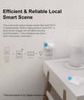 Zigbee Bridge Pro Hub ZigBee 3.0 Smart Gateway on a table with lamp for easy app control and efficient local smart scene management.