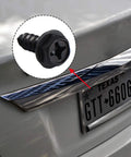 Close-up of car license plate mounted with 50 Piece Black License Plate Screws And Frame Fasteners Kit For Easy No Fuss Mounting Of Plates Frames And Covers Durable Steel Construction For Cars And Trucks