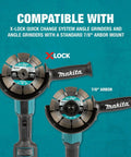 Two angle grinders with X-Lock 4-1/2 Inch Segmented Diamond Masonry Blade, 2-Pack, compatible with 7/8" arbor mount.