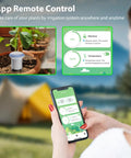 Smart Soil Sensor With Real Time App Monitoring For Garden Farm And Greenhouse, Moisture Meter And Temperature Sensor, WiFi Enabled Soil Tester For Plant Care, Alexa And Google Home Compatible shown monitoring soil via smartphone app.