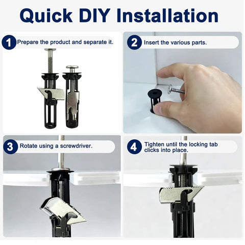 Quick DIY installation steps for Six Pack Heavy Duty Toilet Seat Replacement Bolt Kit Featuring Rock Solid 304 Stainless Steel Fasteners.