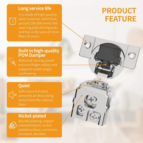 Features of 30 Pack 1 3 8 Inch Overlay Soft Close Concealed Cabinet Hinges For Face Frame Doors Satin Nickel Finish 105 Degree