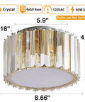 Modern Crystal Ceiling Light Fixture Flush Mount Chandelier For Kitchen Bedroom Living Room With G9 Socket Height 6.06 Inches