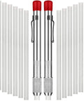 Two Pro Grade Soapstone Marker Pencil Sets With 12 Refills For Welding, Metalworking And Fabrication, Round Soapstone Pens For Marking Metal