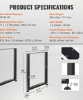 28 Inch Adjustable Square Steel Table Legs Set Of 2 Heavy Duty Desk Legs With 1000 Lb Load Capacity Rust Proof Diagram