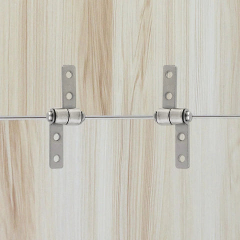 Two carbon steel 360° torque hinges with mounting plates and screws on wood surface