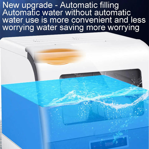 Smooth Operating Countertop Dishwasher Featuring Ultrasonic Deep Scrub Technology And Zero Install Hassle with automatic water filling feature.