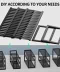 DIY assembly for 3 Tier Bamboo Shoe Rack Organizer 32.5 Inch Long Holds 9-15 Pairs Stackable Foldable Black parts laid out