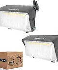 2 Pack Outdoor Dusk To Dawn LED Wall Pack Lights, 150W 120W 100W Adjustable, 3000K 4000K 5000K Color Temp, box shown