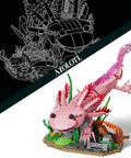 Axolotl Building Set For Adults And Teens 998 Piece Marine Animal Kit With Movable Joints And Display Base STEM Toy Gift, pink brick model