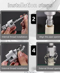 Essential 6 Piece Pipe Threader Kit With 3 Step Drill Bits For Professional NPT Threading And Drilling On PVC Plastic Pipes, installation steps