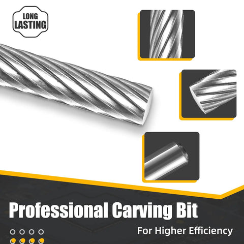 Pro Grade Tungsten Carbide Cutter For Die Grinder Kit High Performance Rotary Carving Bit 1 Eighth Inch Shank Metal Wood Ceramic Copper Tube Cutting Durable Grinding Tool 2 Pieces close-up