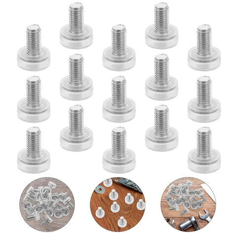 Adjustable Screw On Furniture Leveling Feet 20 Pack With Non Slip PVC Pads For Desk, Table, Chair And Cabinet Legs, Silver Finish, Smooth Surface, Balance Adjustment For Floor Protection And Noise Reduction in 20-pack set
