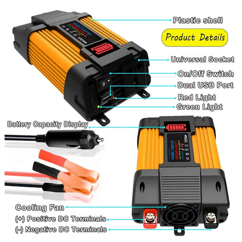 Road Trip Ready Solar Inverter Kit With 4000W Peak Output And Lightweight Portable Build For Off Grid Camping To Keep Your Tech Amped Up All Weekend Long, showing product details and features.