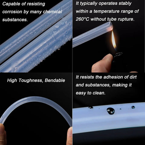 Transparent PTFE Tubing For Pneumatic Systems And Automotive Components, Flexible Teflon Pipe High Temperature Plastic Tubing, durable