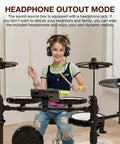 Young musician playing Electronic Drum Set With Kick Pad And 225 Sounds, 15 Kits, 8 Inch Mesh Snare, 3X 10 Inch Cymbals With Choke.