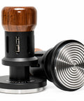 58Mm Espresso Tamper With Self Leveling Base, Spring Loaded And Audible Click, Stainless Ripple Base And Ergonomic Walnut Handle