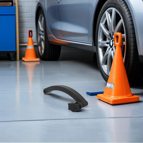 Plastic Tire Balancer Handle Replacement For Wheel Balancers Universal Pro Grade Hand Gauge And Measurement Wheel Easy To Use High Precision For Auto Repair Shops Fits Cars Trucks Motorcycles And More, black handle on shop floor