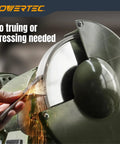 Knockout Performance 6 Inch CBN Grinding Wheel 180 Grit For Bench Grinder sharpening tools with sparks flying during use.
