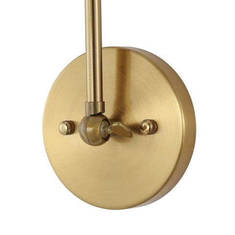 Swing Arm Wall Lamp In Warm Brass Gold Finish With Up And Down Lighting Adjustable Metal Shade For Bedroom Nightstand Reading Hardwired detail