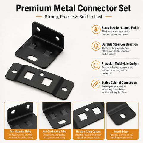 8 Or 16 Pack Quick Fit Furniture Joint Bracket Set With Screws Stainless Steel Right Angle Corner Braces shown with details