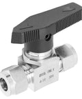DANAIXZ 304 stainless steel needle valve with black lever handle, 2-way high‑pressure flow control, threaded ports