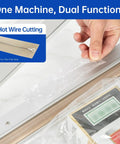 Rock Solid Impulse Heat Sealer With 20 Inch Wide Seal Bar Heavy Duty Plastic Bag Sealing And Cutting Machine uses hot wire cutting for precision.