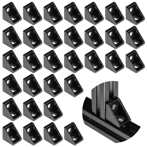 32Pcs Black Corner Brackets For 2020 Aluminum Extrusion, 20x17 Angle Brackets With 6mm TSlot, Ideal For CNC DIY Projects
