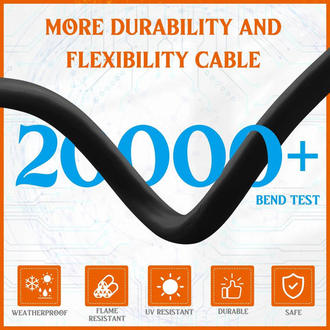Badass 1 Ft Nema 14-30P To 6-50R Welder Adapter Cord With 10 Awg Stw Build, showing flexibility and durability with 20000+ bend test.