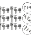 18 Piece M6 Stainless Steel Hex Head Battery Terminal Bolt And Nut Kit With Flat Washers For Motorcycle Battery Replacement And Connector Assembly Easy DIY Bolt And Nut Set For Bike Wiring displayed with close-up details