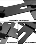 180 Degree Flip Sliding Barn Door Lock, 304 solid steel, brushed finish, corrosion-resistant, detailed views
