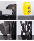 Heavy Duty 3 Ton Electric Chain Hoist With Rock Solid Manganese Steel Chain Garage Ceiling Workhorse controls and chain details