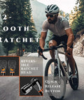 Cyclist on road bike with Pro Grade Quarter Inch Bike Torque Wrench Set With Reversible 72 Tooth Ratchet And Dual Scales