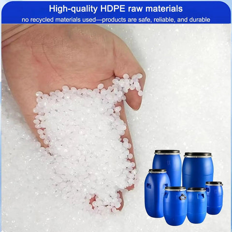 Blue Plastic Drum With Lid For Water Storage And Bulk Shipping Open Top Barrel Keg Ring Latch Heavy Duty Industrial Container