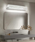 Crystal Chrome LED Vanity Light Bar For Bathroom, above mirror, dimmable and flicker-free, in modern bathroom setting